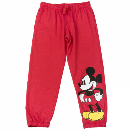 Mickey Mouse Retro Pose Solid Red Junior's Lounge Pants